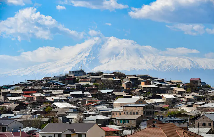 Yerevan rooftops with Mount Ararat in the distance