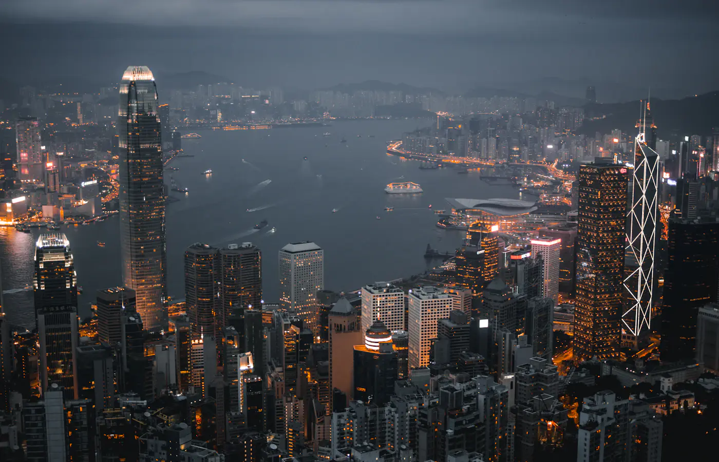 Hong Kong skyline and Victoria Harbour at night