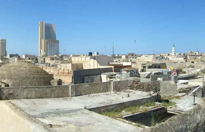 Rooftops, minarets and towers across the skyline of Tripoli in Libya